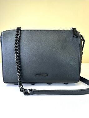 Rebecca Minkoff Avery black Saffiano leather crossbody black chain strap